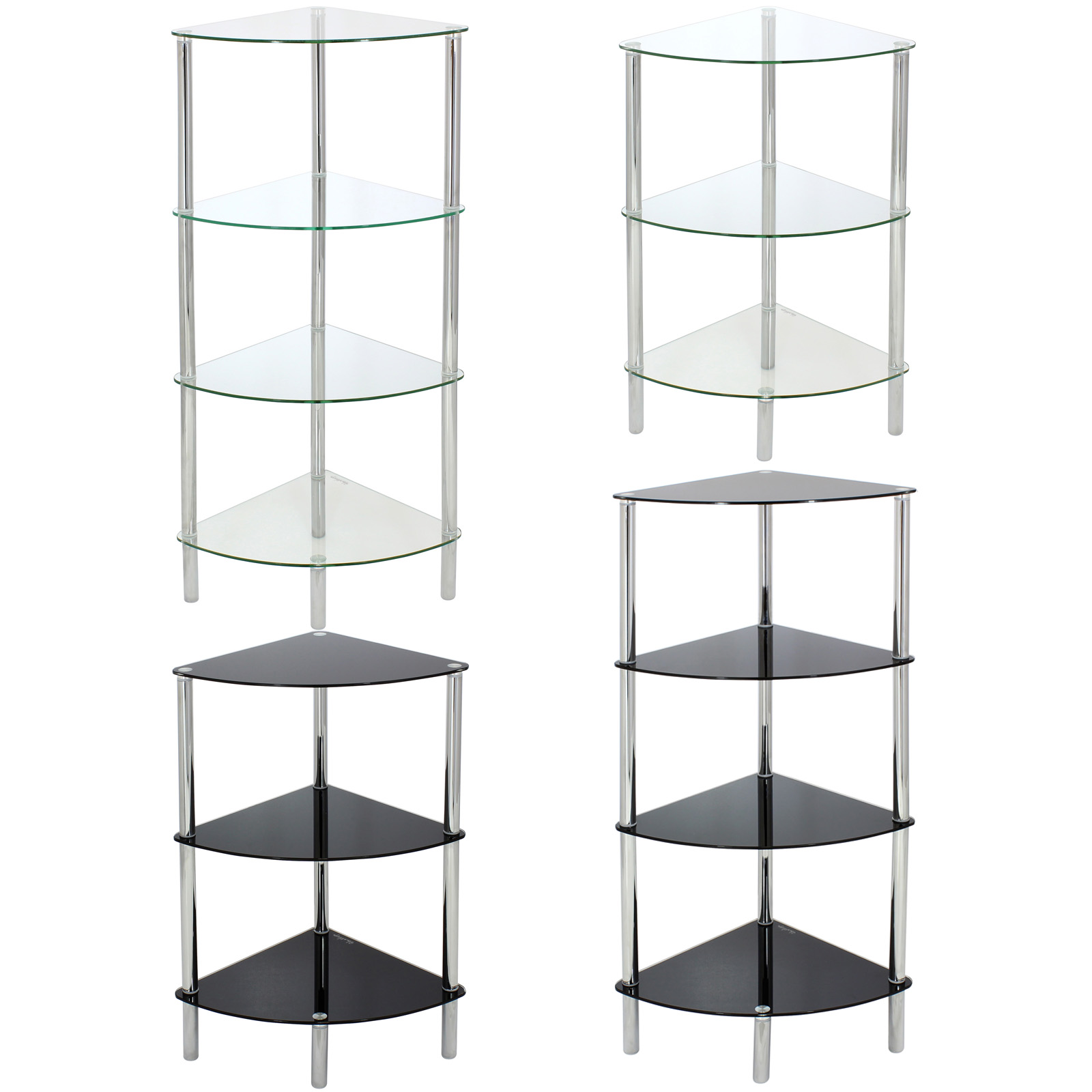 GLASS CORNER SHELF UNIT DISPLAY/BATHROOM/HALL/END/LAMP/COFFEE TABLE